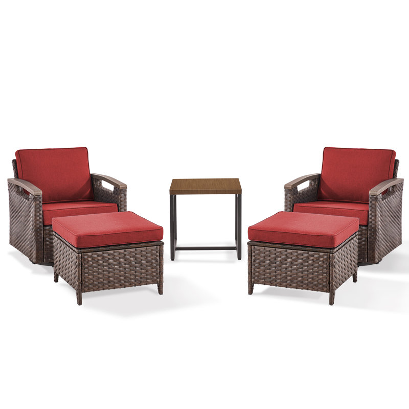 Ensemble de conversation avec chaises longues en osier toutes saisons Arundel (ensemble de deux), Rouge