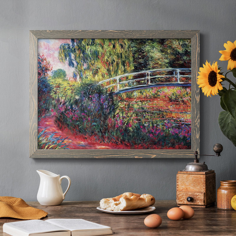 Le pont japonais (l'eau) - reproduction de photo sur toile, Gris, H 14 po x l 20 po x P 1,5 po