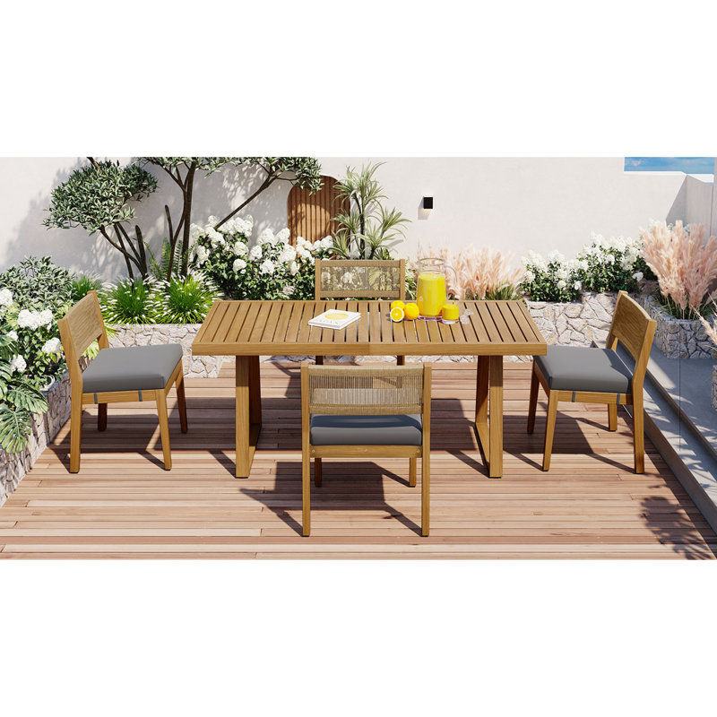 Comfortable Acacia Wood Dining Set Modern Elegance Perfect For Outdoor Spaces