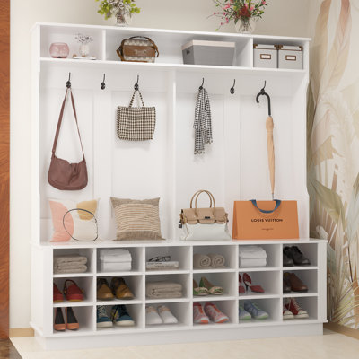 Hall Tree 63'' Wide with Bench and Shoe Storage
