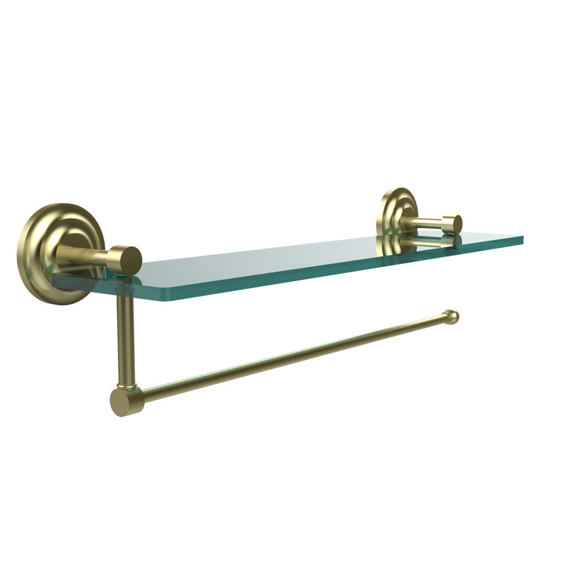 Support à tablette avec barre à serviettes Meira, Laiton satiné, 5" H x 16" W x 5" D