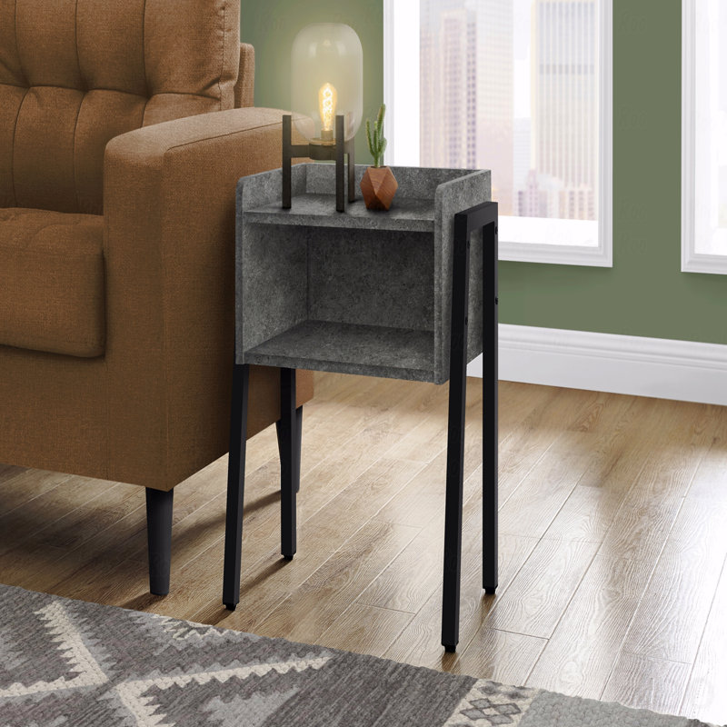 Table d'appoint, table d'appoint, table de bout, table de chevet, lampe, stratifié, métal, contemporain, moderne, Gris, Noir