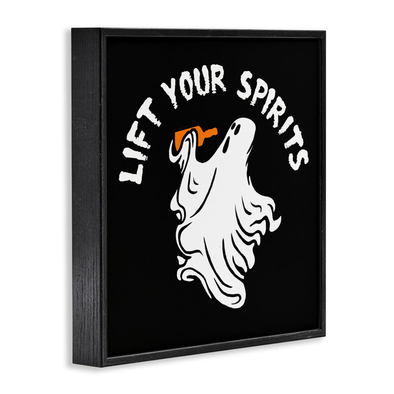 Lift Your Spirits Ghost, estampe numérique, conception de Jedco Brands, Inc., H 17 po x l 17 po, Giclée encadrée noir minuit