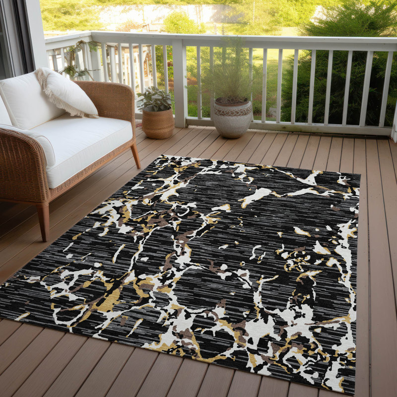 Tapis intérieur / extérieur noir lavable Oceana , 9 pi x 12 pi