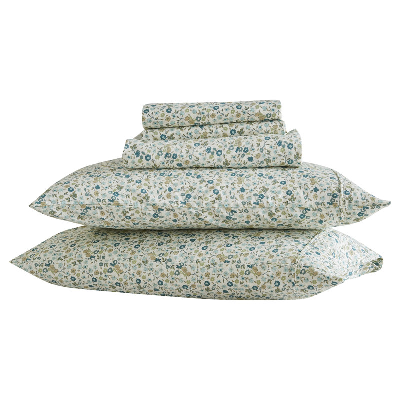 Cotton & Rayon from Bamboo Blend Floral Printed Sheet Set, Full Sheet Case Pack with 3 Additionals Included
