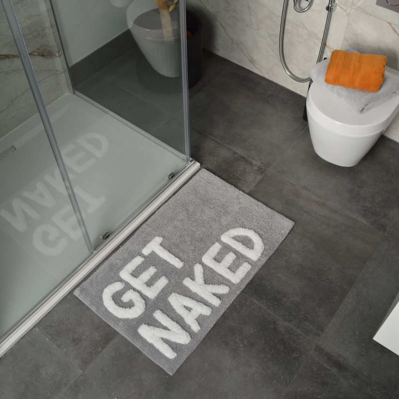 Casanova Slogan Get Naked Bath Mat, Grey/White
