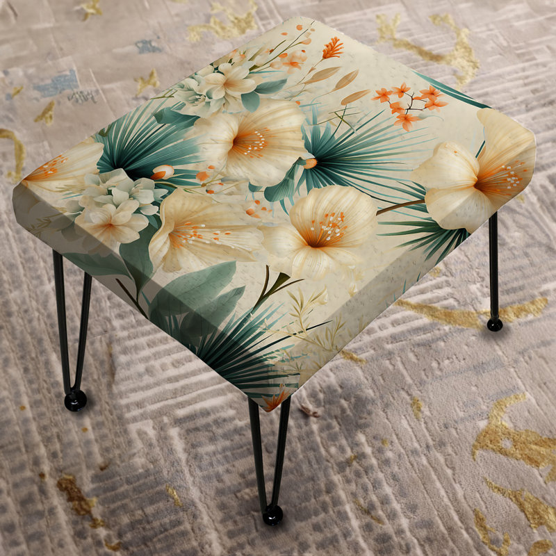 Seashell Serenity Tropical Pattern I - Coastal Rectangle Ottoman