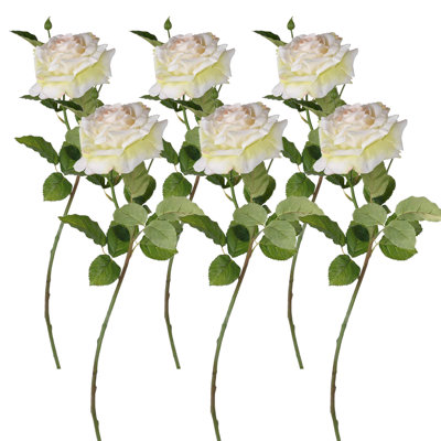 Real Touch Rose Stems - 26"H - Set of 6 - Cream