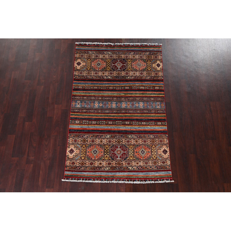 Tapis Kazak en laine noué à la main 4 x 6