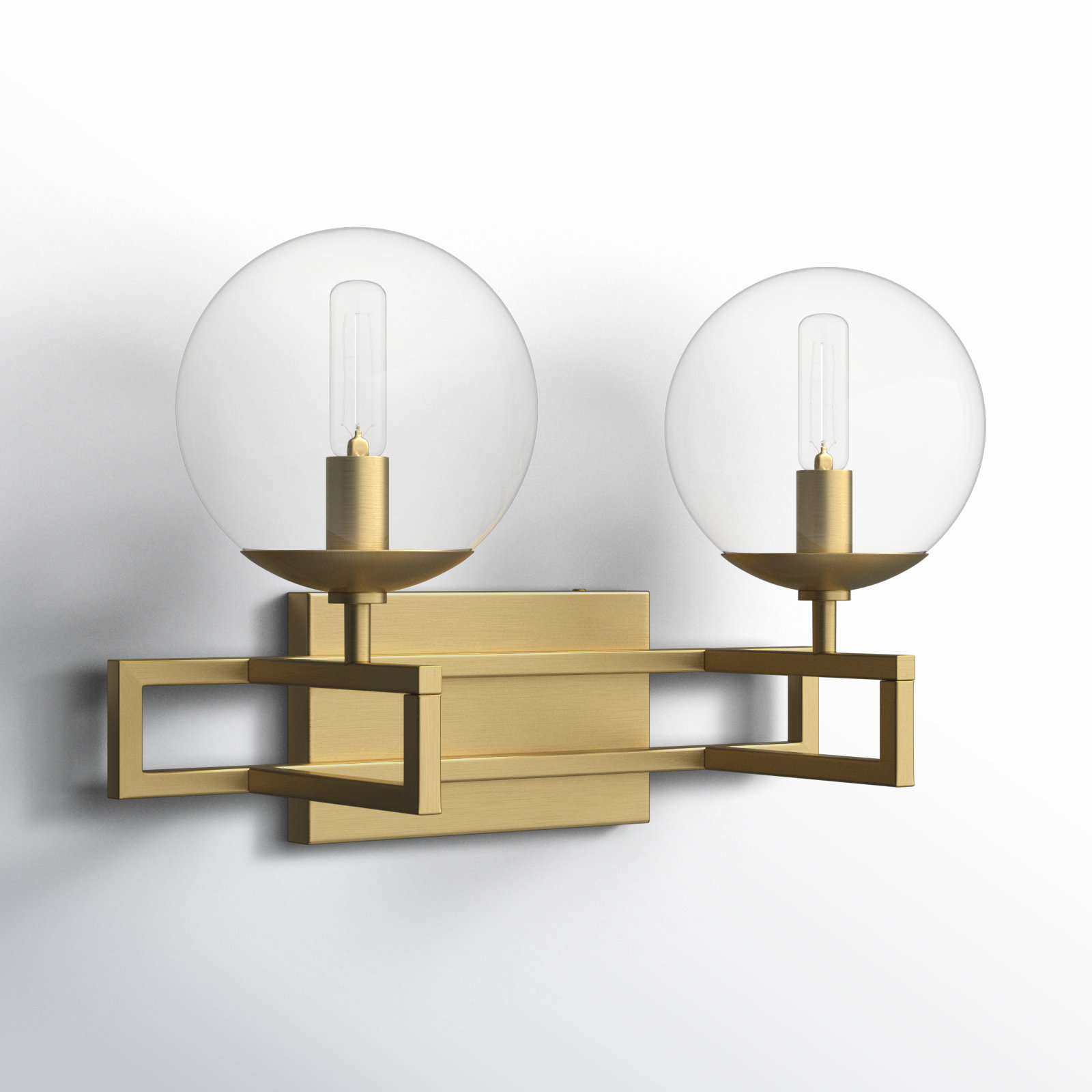 Anesha 2 Light Transparent Dimmable Vanity Light, Brass