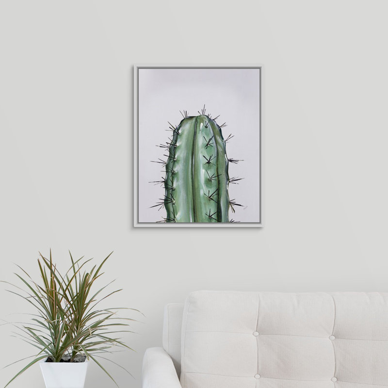 « couleur cactus i », peinture sur toile, Cadre flottant blanc, H 21,7 po x l 17,7 po x P 1,75 po