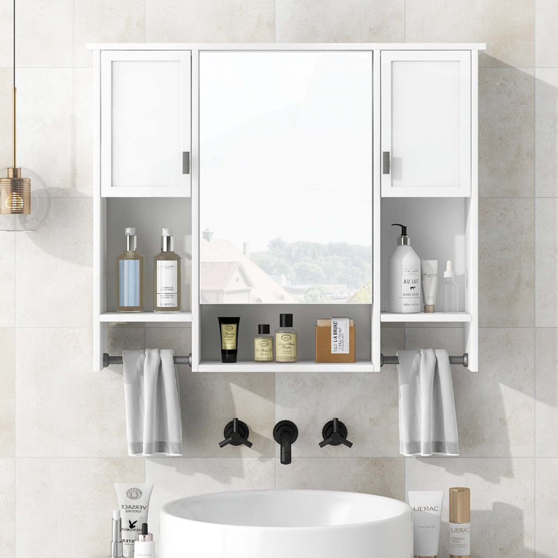 Modern Wall Mounted Bathroom Cabinet with Multiple Storage Options and Stylish Design, White