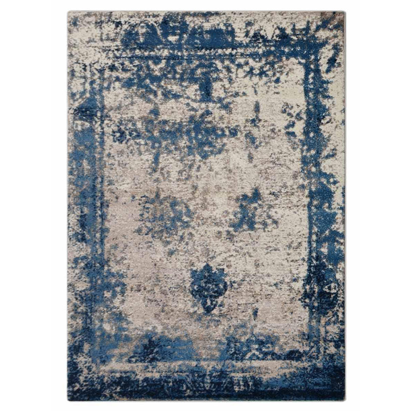 Machine Made Heatset Polyproplyene Area Rugs - Rectangle, Beige Blue Color, Oriental Design, Low Pile Machine Made Area Rugs for Living Room, Bed Room