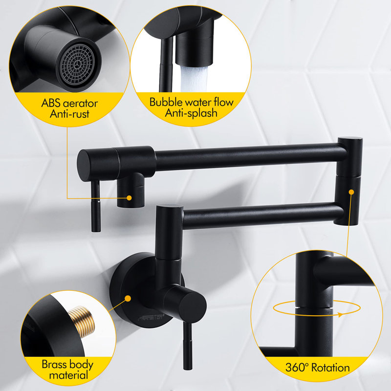 Robinet remplisseur mural avec accessoires Keboo, Noir mat