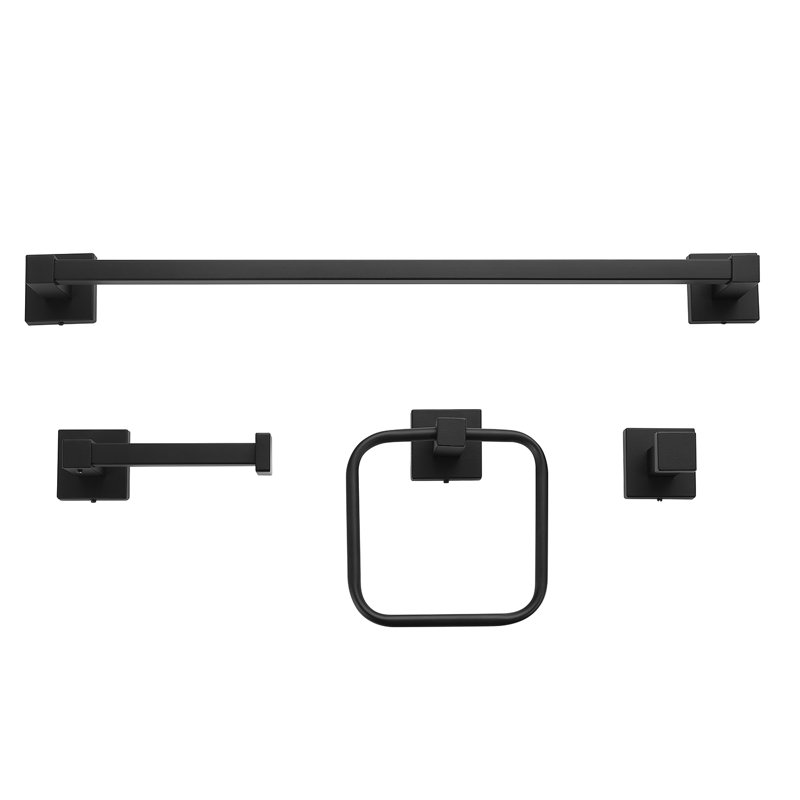 Dakota 4 - Piece Bathroom Hardware Set, Black