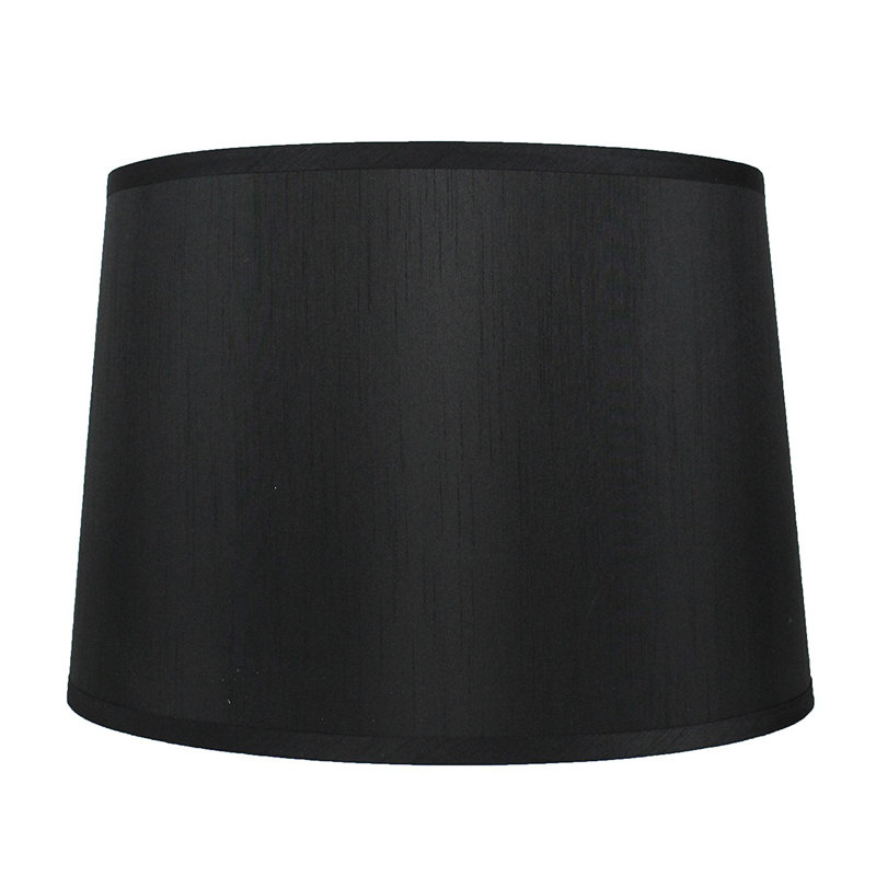 Abat-jour tambour en soie / shantung (araignée), Noir, H 10 po x l 14 po x P 12 po