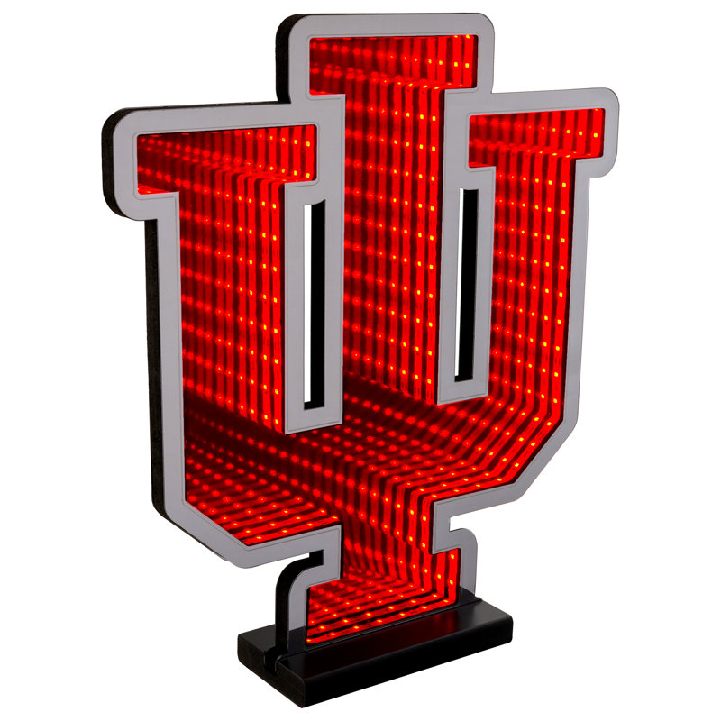 Logo lumineux DEL Infinity de l'équipe NCAA Indiana Hoosiers de Sporticulture - Effet lumineux 3D, présentoir en acrylique avec prise et support homologués UL
