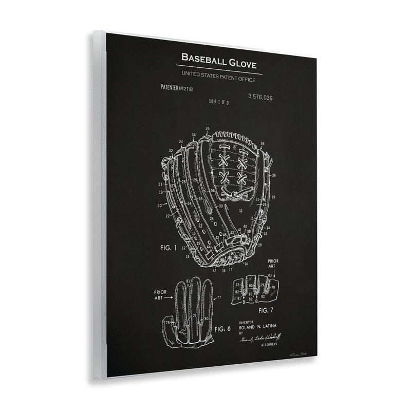 "Baseball Glove Blueprint", art mural sur plaque par Susan Ball