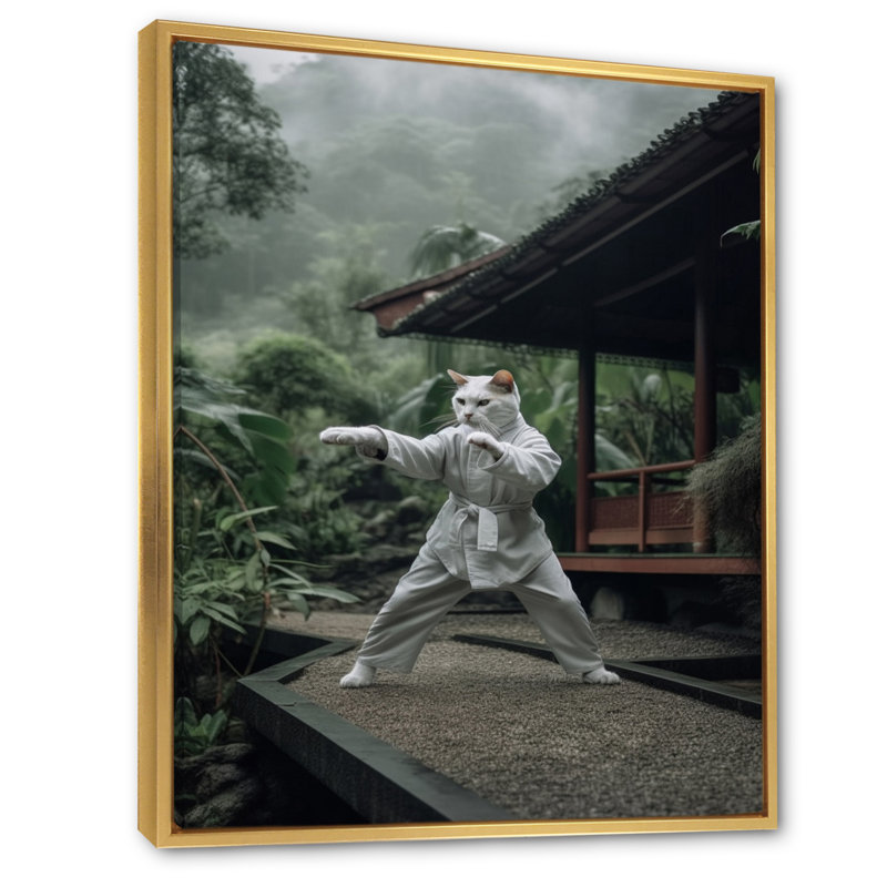 Martial Arts Combat Warrior VII sur toile, H 40 po x l 30 po x P 1,5 po, Cadre flottant doré