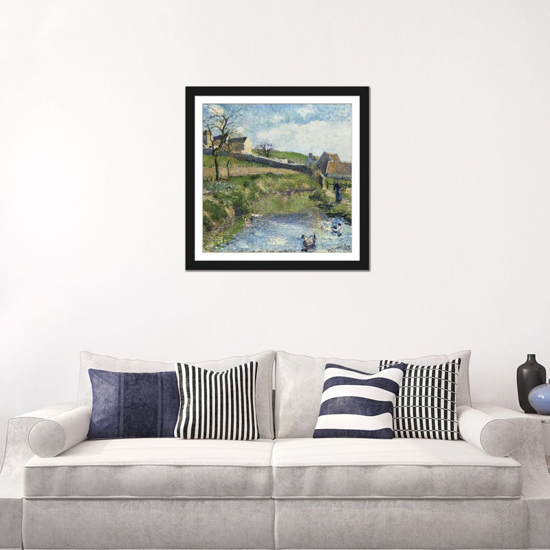 «The Farm at Osny, 1883» par Camille Pissarro, reproduction sur toile, H 24 po x l 24 po x P 1 po, Blanc