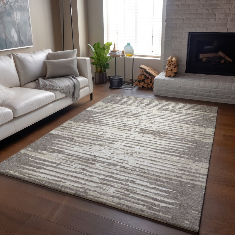 Premium Machine Washable Prisco Taupe Rug, Rectangle 10' x 14'