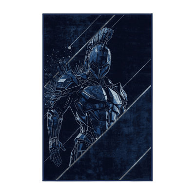 Tapis bleu à motif géométrique doux et moelleux Gladiator
