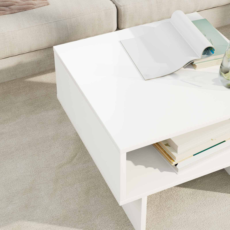 Coffee Table with Storage, 35cm. H x 48cm. L x 46cm. W, White