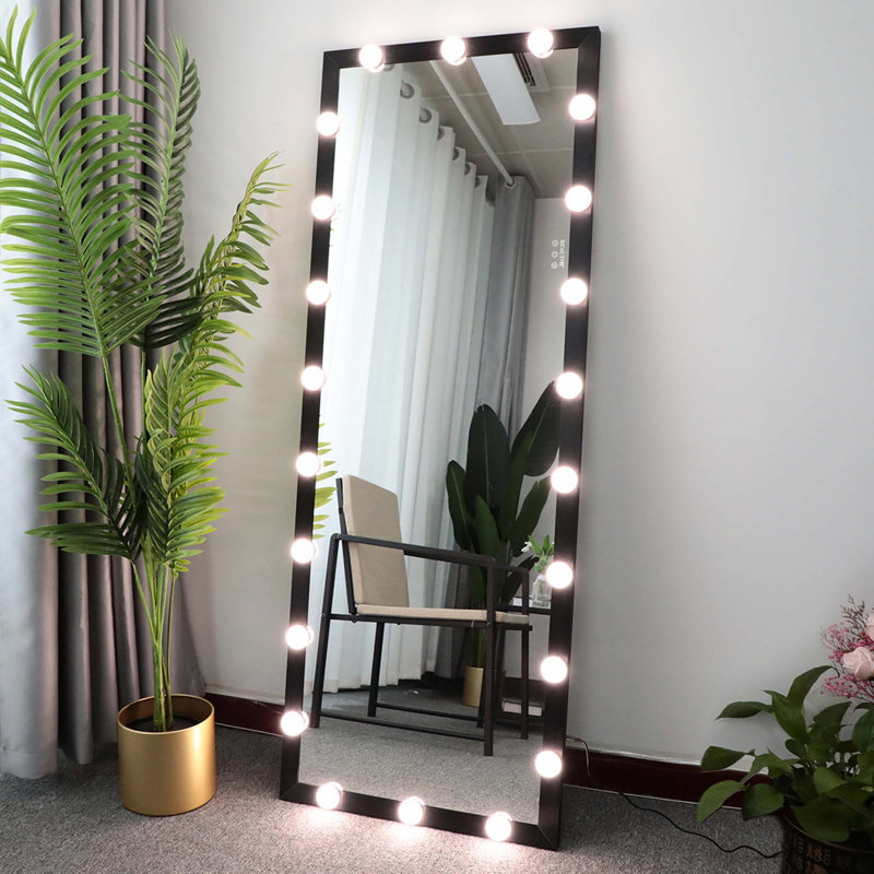 Miroir de salle de bain Hollywood, 63 po x 24 po, Noir