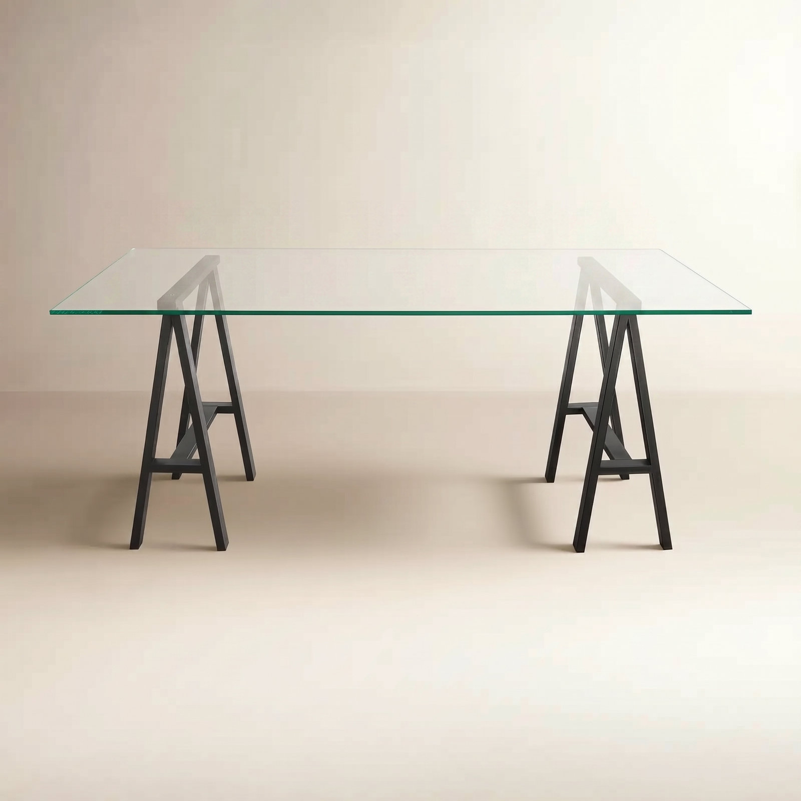 71" Glass Writing Desk, 30" H x 71" W x 36" D, Black
