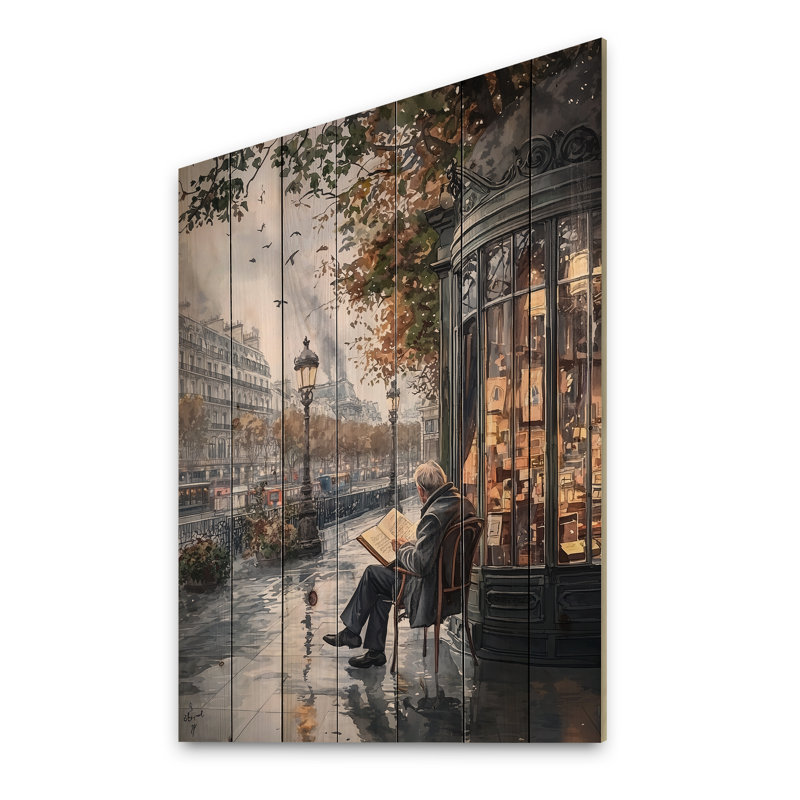 Tour Eiffel «Vanan In My Book I - City Paris», reproduction de bois gris sur bois de pin naturel, H 32 po x l 24 po