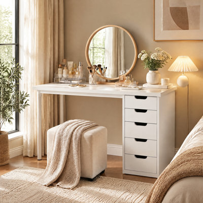 47 inches Vanity Desk with 5 Drawers