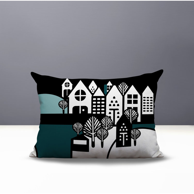 Oreiller rectangulaire réversible intérieur / extérieur Hansen, Rectangle H 18 po x l 25 po, Émeraude
