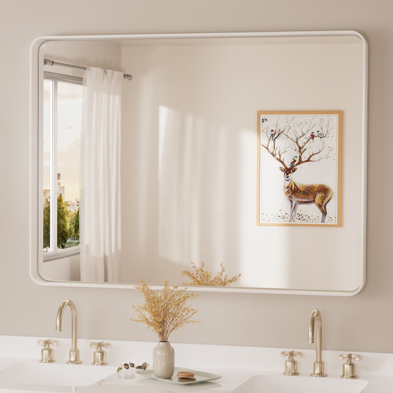 Miroir d'appoint Tyro, 48 po x 36 po, Blanc, Rectangulaire