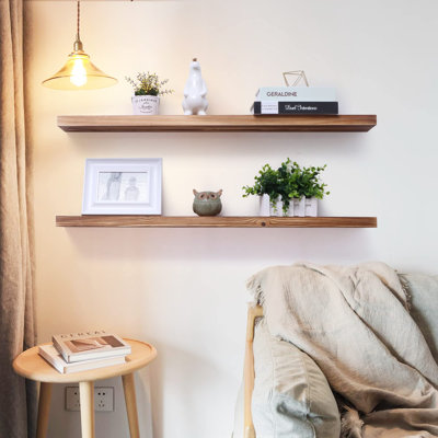 Zahriah 2 Piece Pine Floating Shelf