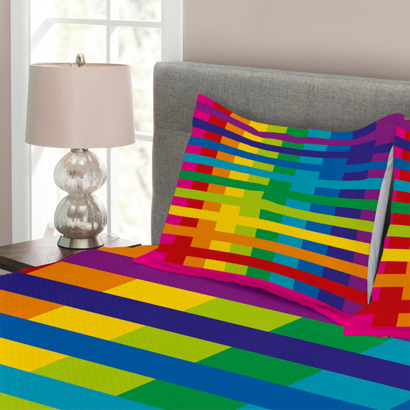 Actrice Multicolour Microfibre Bedspread Set, 220 x 264 cm