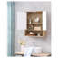 Armoire murale de salle de bain avec double porte, tablette inférieure, portes à motifs ondulées, tablette intérieure réglable, installation facile, bois blanc et naturel