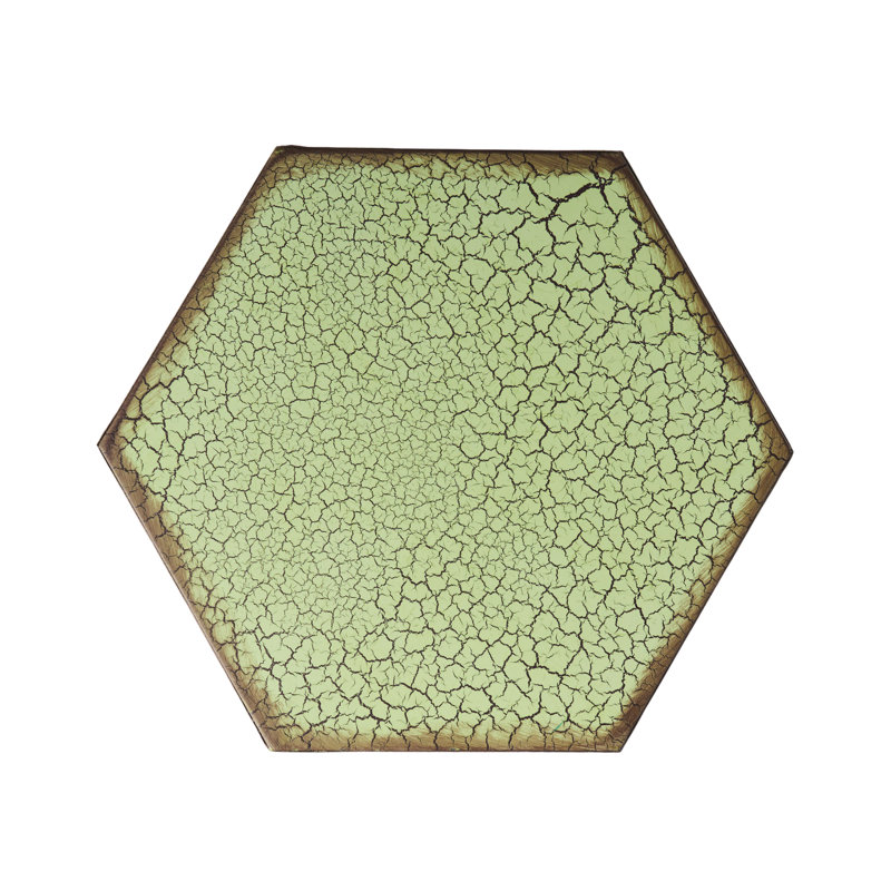Iron Patio Side Table, Crackle - 14.65"D X 14.65"W 22.01"H, Cut Out Style, Lightweight Design For Outdoor, Green