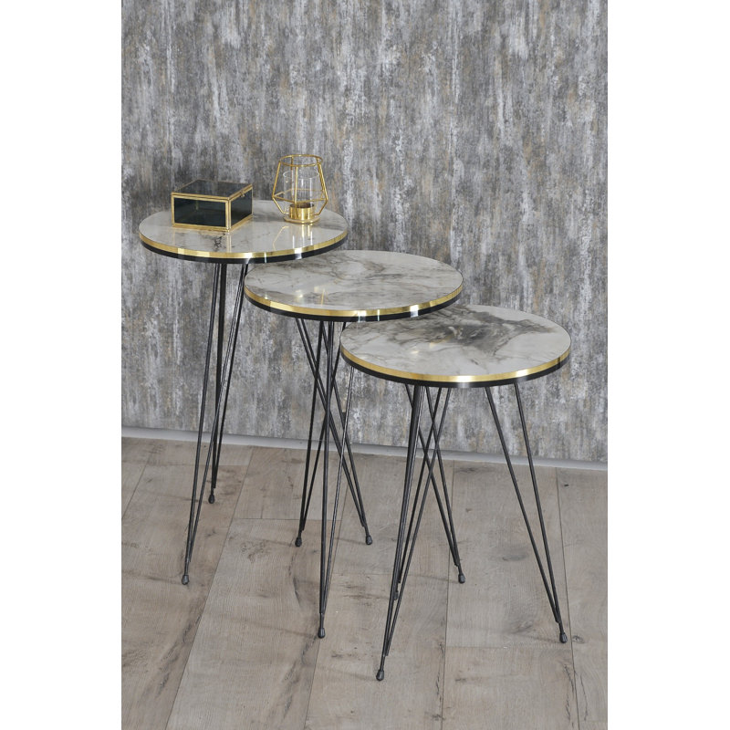 Tana Living Room Table Set, White Marble