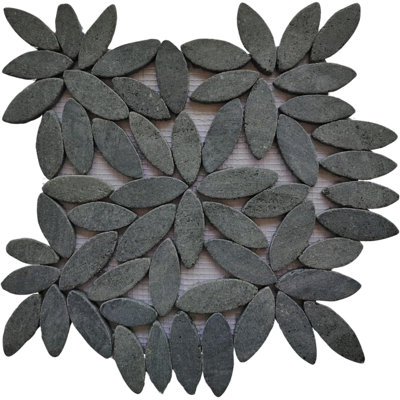CNK Tile Black Lava Flower Pebble Stone Mosaic Tiles