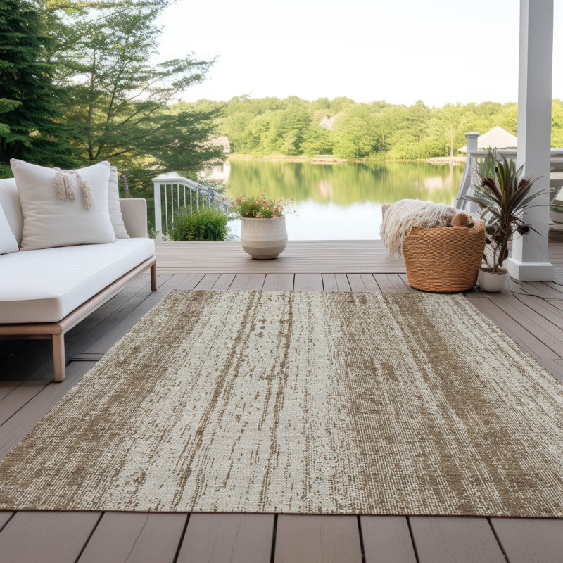 Malek Washable Abstract Indoor / Outdoor Rug, Rectangle 9' x 12'