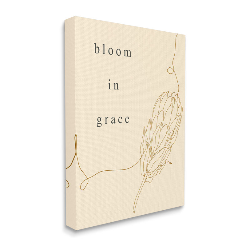 «Bloom In Grace Minimalistic Plant Blossom», dessin par Lil 'Rue - impression, Toile tendue, L 16 po x H 20 po