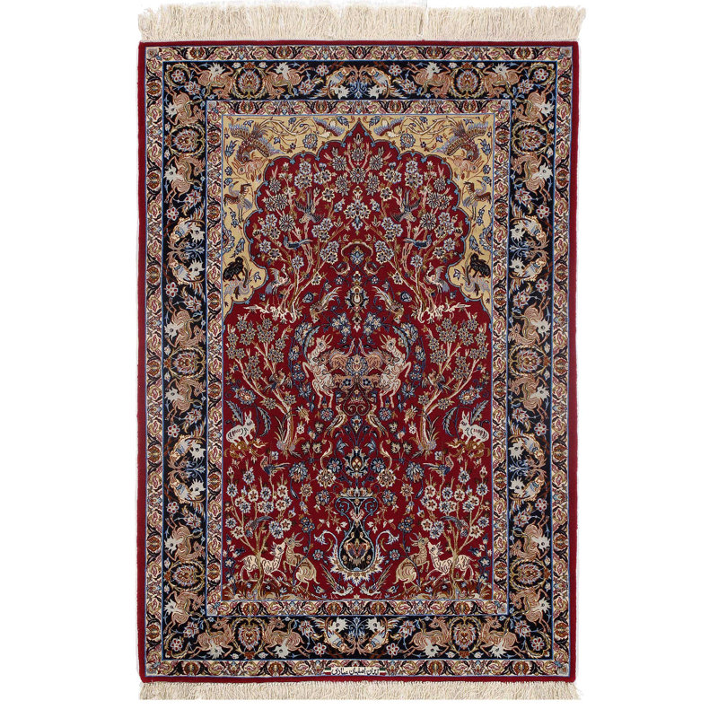Tapis rouge / bleu 3 pi 5 po x 5 pi 7 po Anastassia One-of-a-Kind