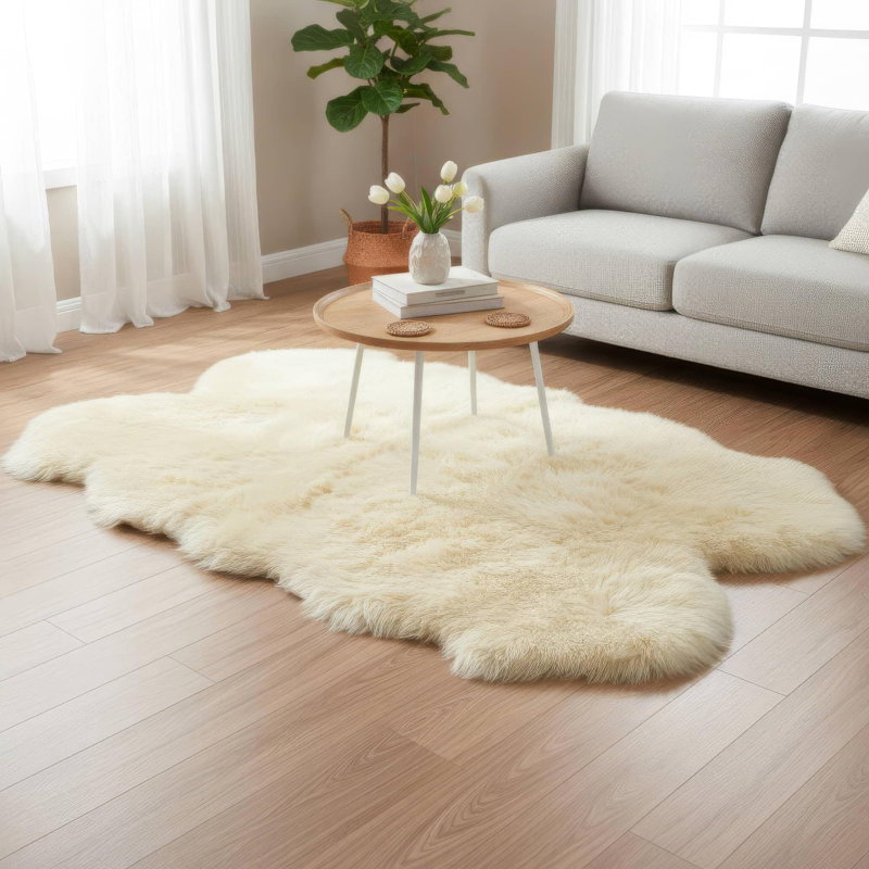 Tapis champagne fait à la main Fraley, Nouveauté 4 pi x 6 pi