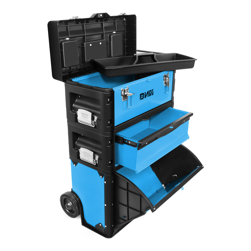 3-Tier Stackable Separate Hand Case Tool Boxes Trolley (Red), Blue