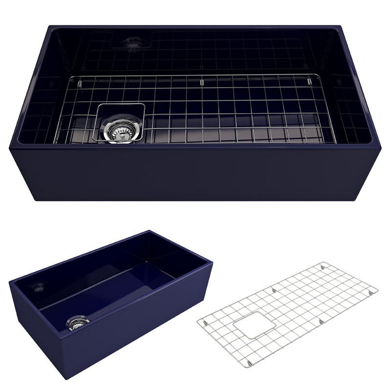36'' L Farmhouse / Apron Fireclay Kitchen Sink, Sapphire Blue
