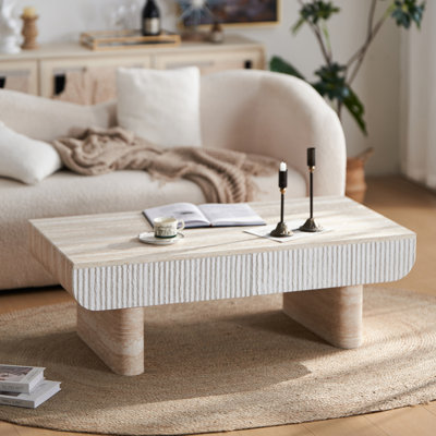 Table basse avec plateau en faux marbre (table incluse seulement)