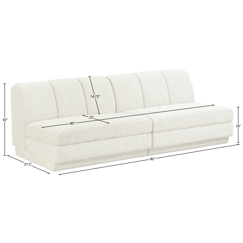 Tissu Chiquita rembourré 2 pièces Canapé modulaire, Tissu crème