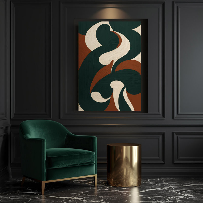 Abstrait art figuratif vert sur toile 49, H 14 po x l 11 po