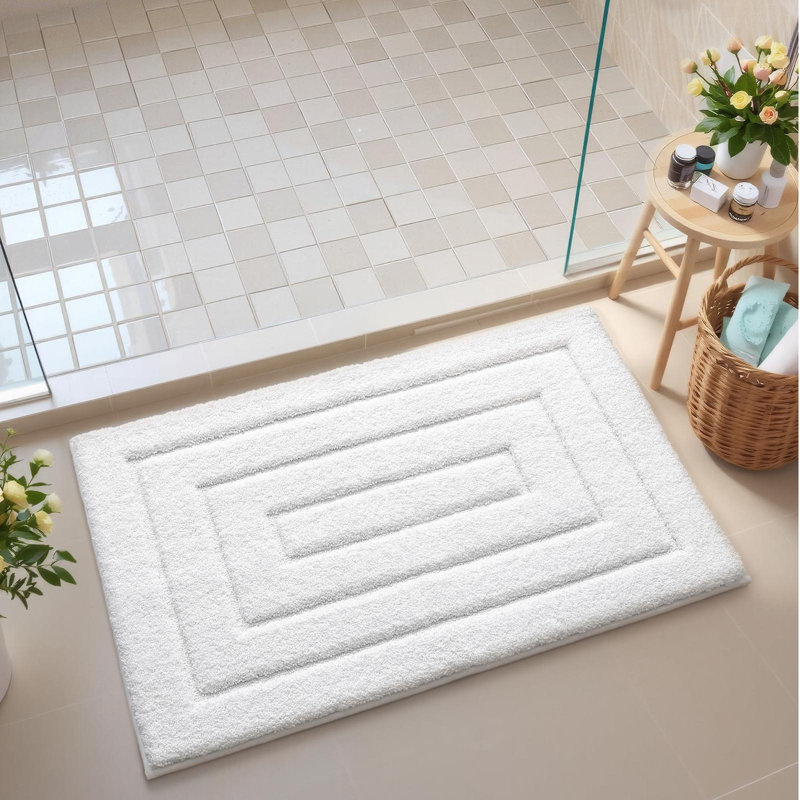 Tapis de salle de bain, L 36 po x l 24 po, Blanc