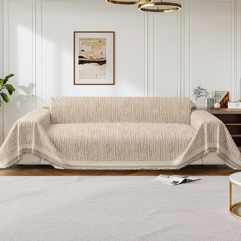 Box Cushion Sofa Slipcover, Cotton - Beige